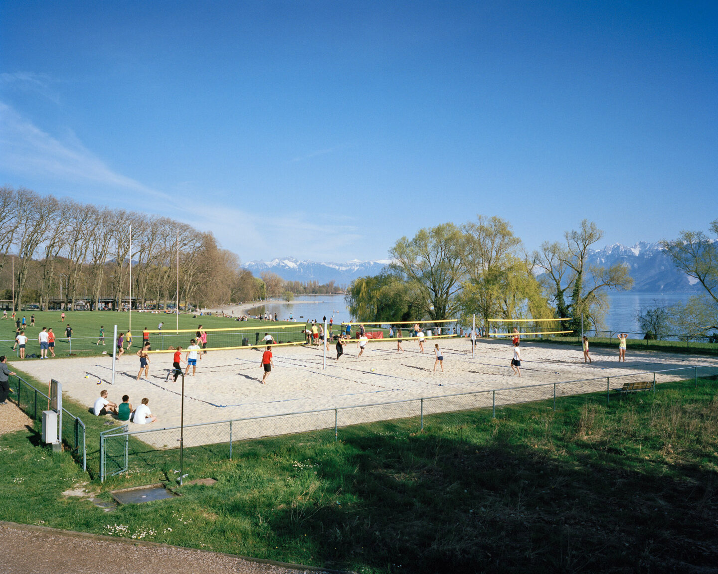 Le terrain de Beach-volley à Vidy à Lausanne. © Geoffrey Cottenceau © CPCL